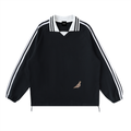 leopardPrint-Contrast Striped Lapel Collar Sweatshirt