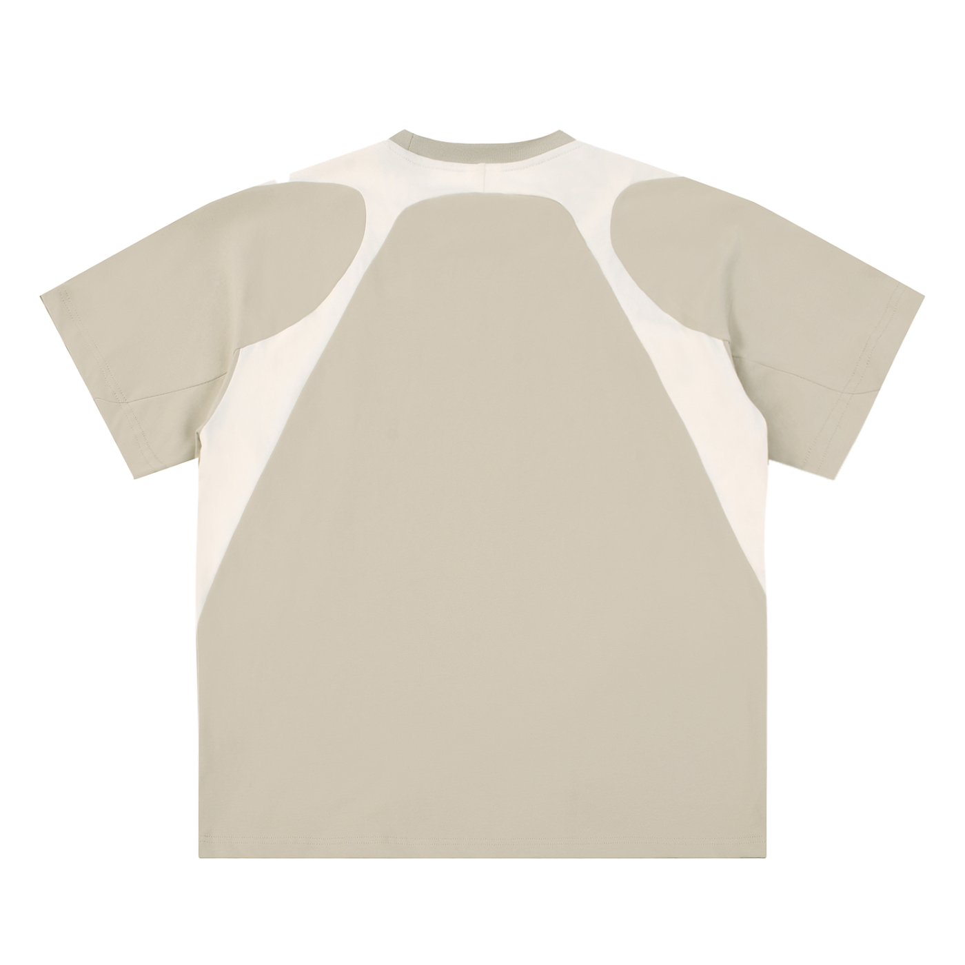 Street-Contrast Panel Cotton T-Shirt