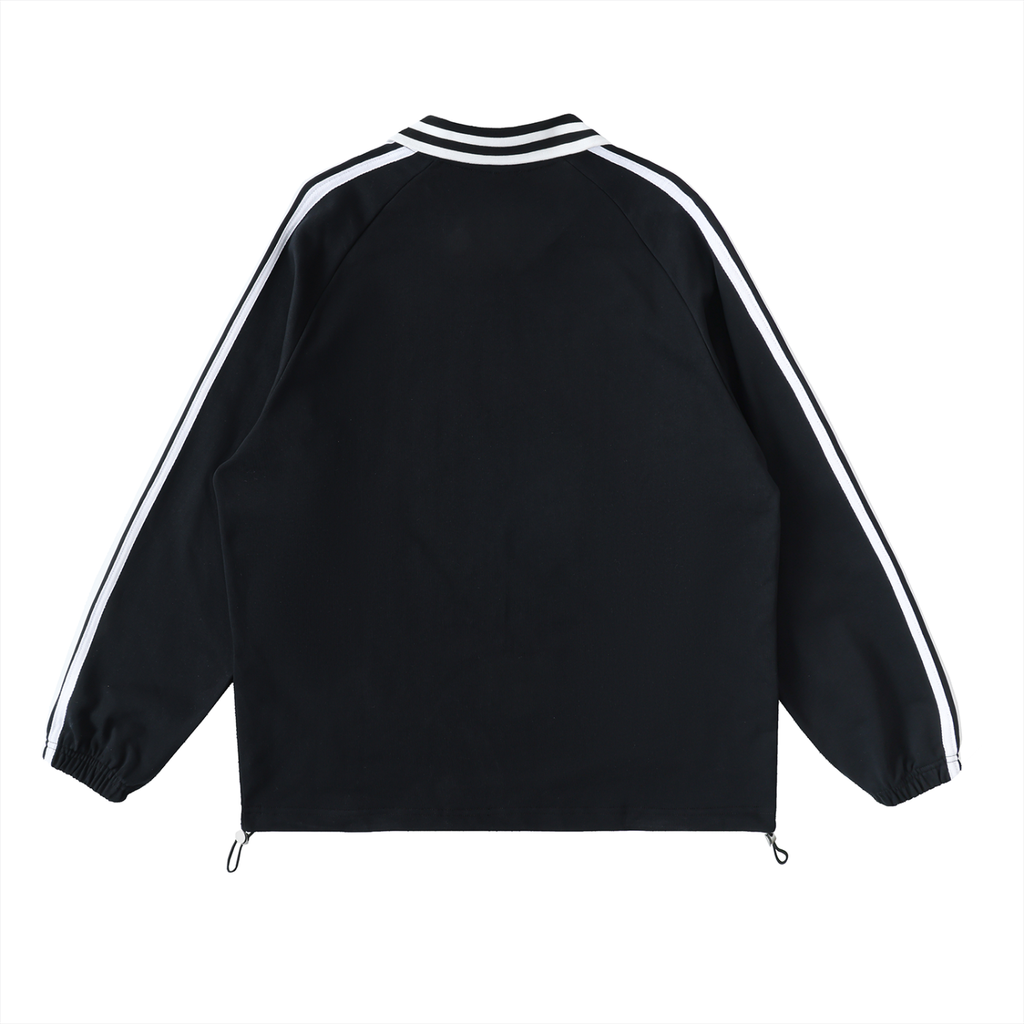 leopardPrint-Contrast Striped Lapel Collar Sweatshirt