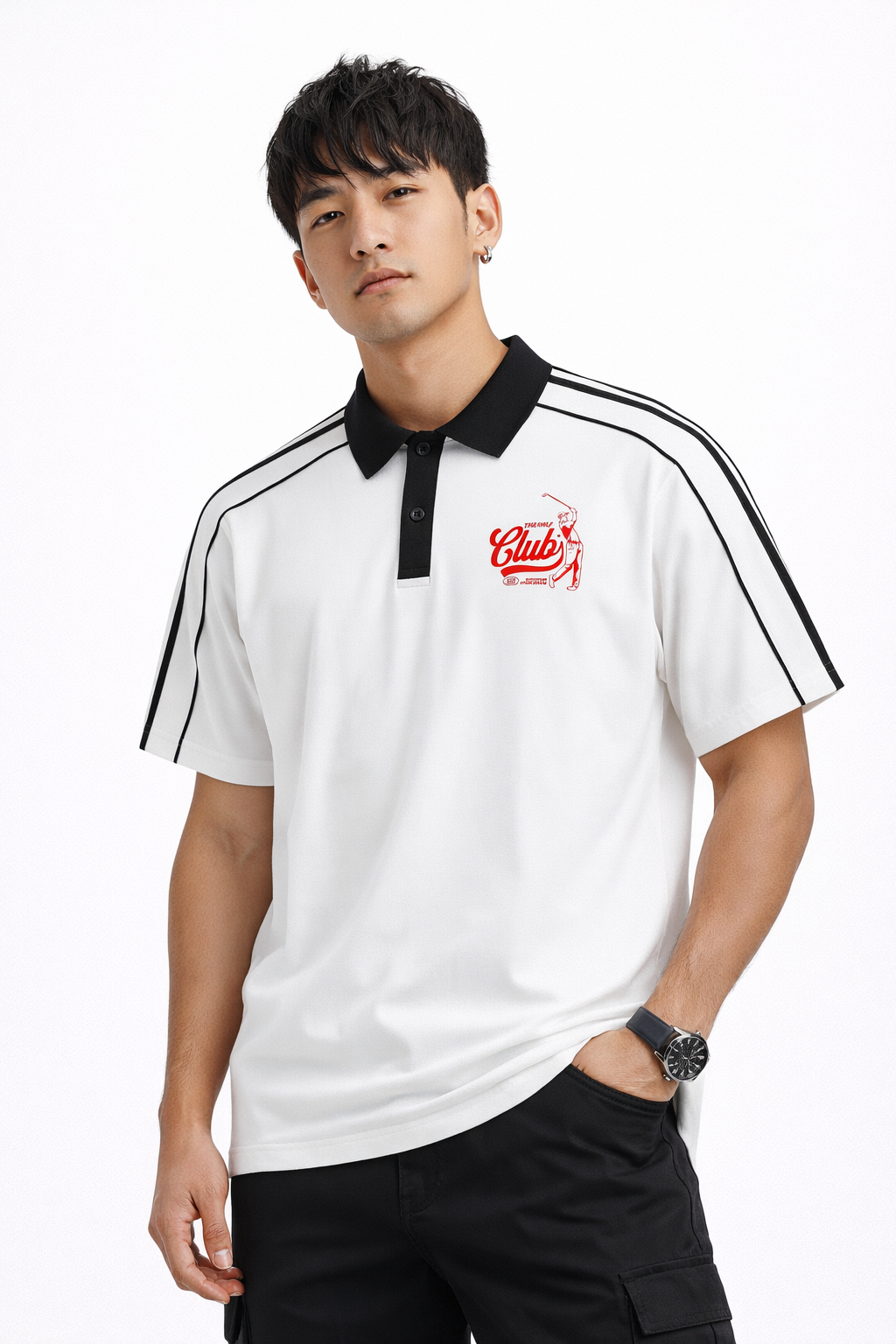 Golf-Contrast Collar Short-Sleeve Polo Shirt