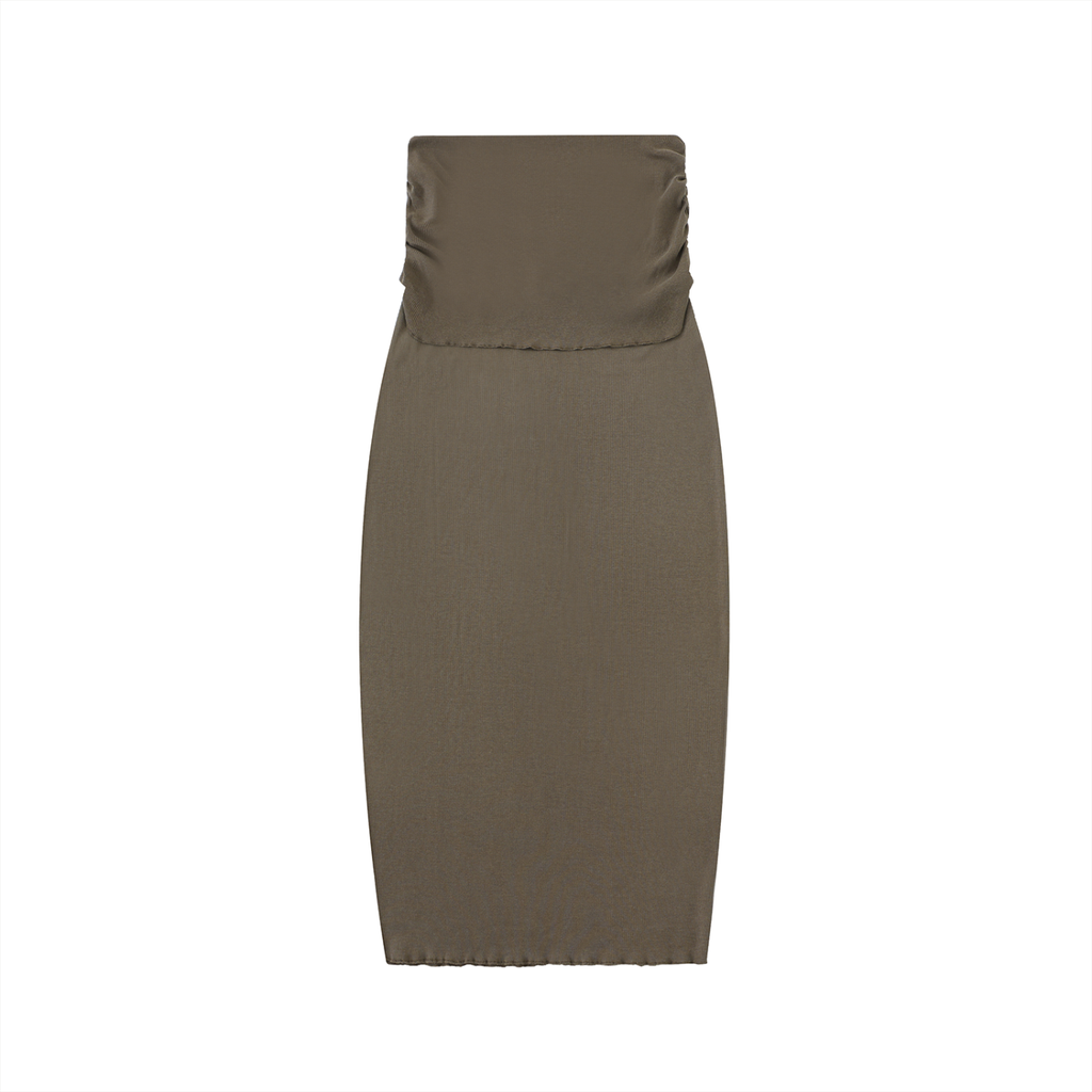 Dyed Washed Straight Hip-Hugging Slim Maxi Skirt