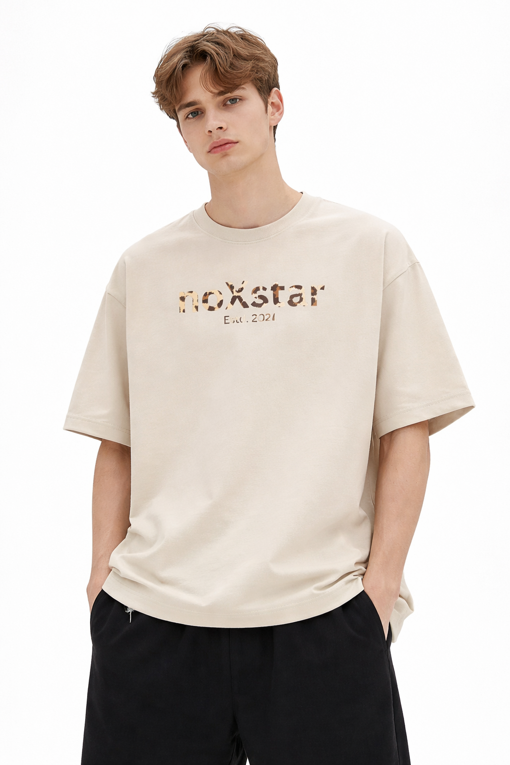 leopardPrint-Vintage Wash Cotton T-Shirt