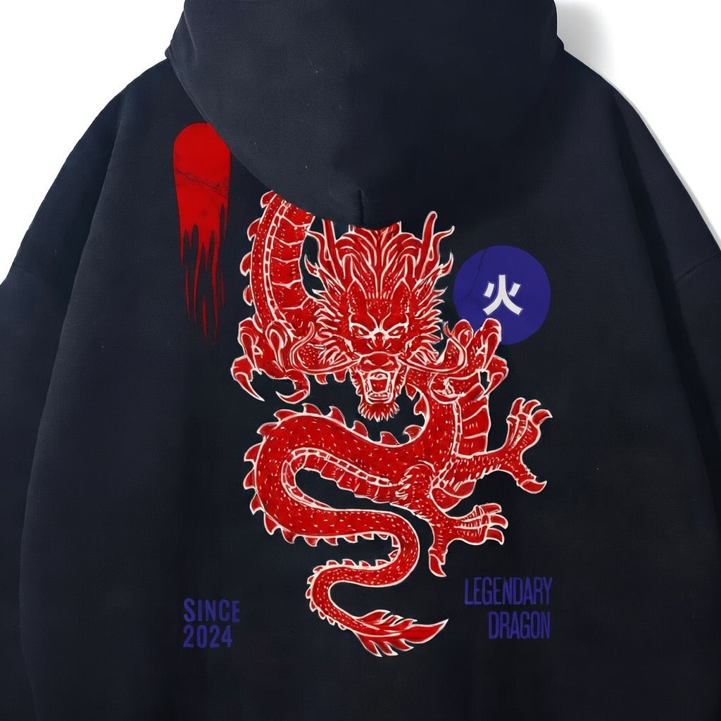 Dragon-Oversize Fleeced Hoodie