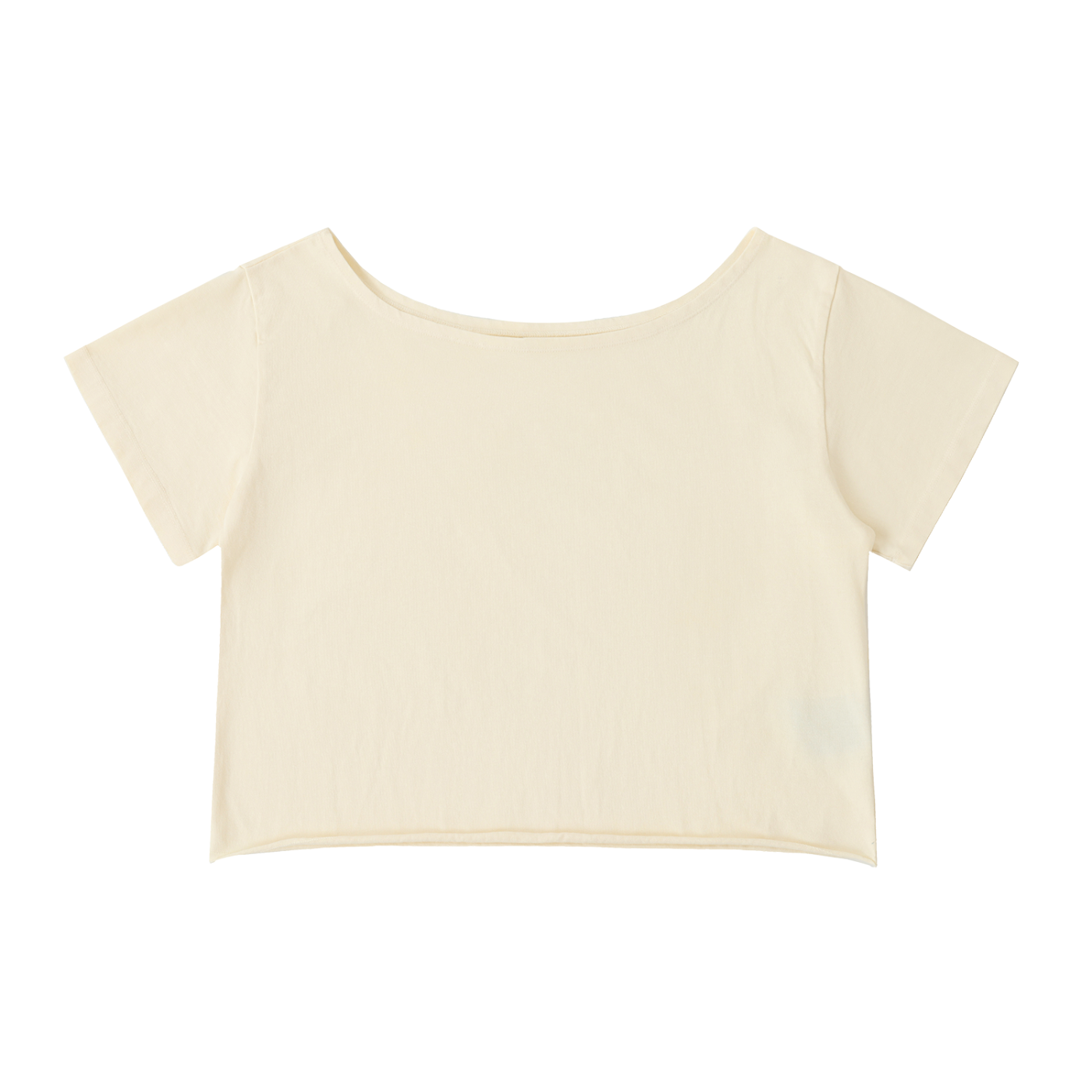 Off-Shoulder Rolled Hem Cotton T-Shirt