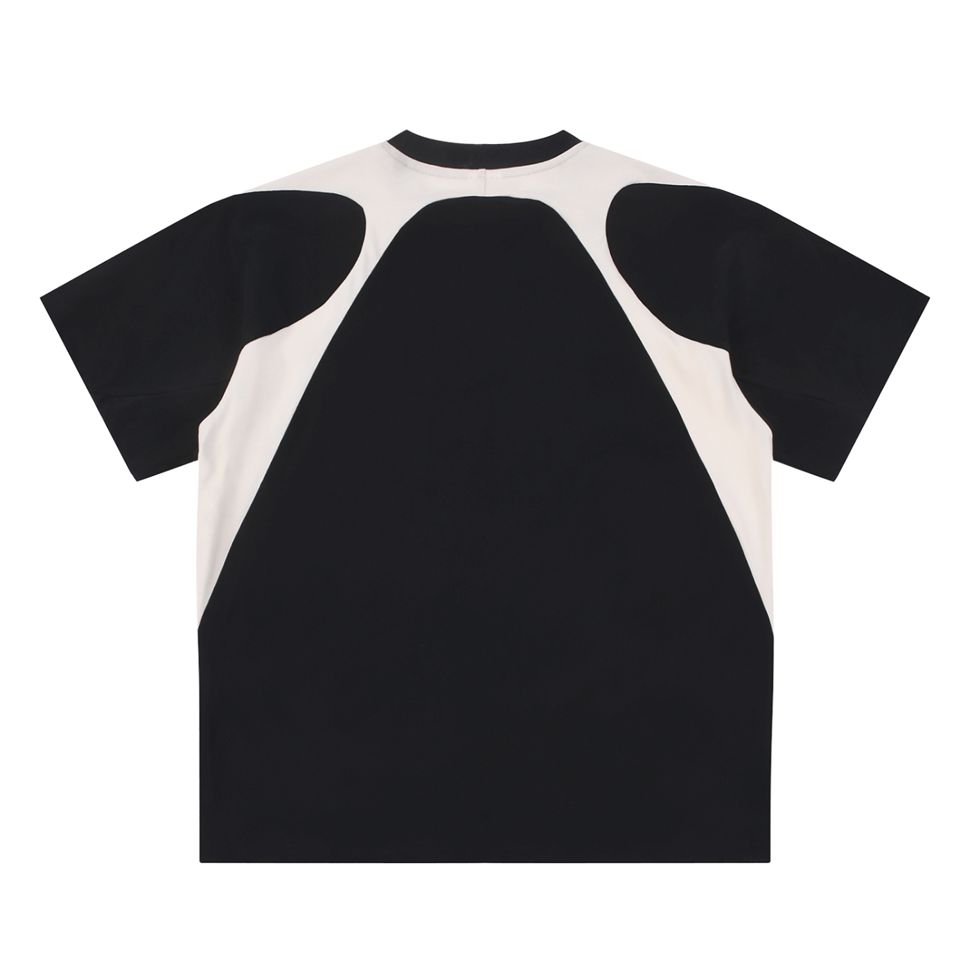 Street-Contrast Panel Cotton T-Shirt