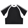 Contrast Stripes Panel Mesh T-shirt