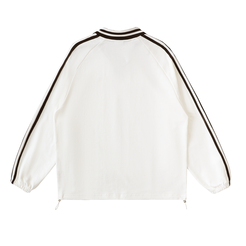 leopardPrint_noXstar_Contrast Striped Lapel Collar Sweatshirt
