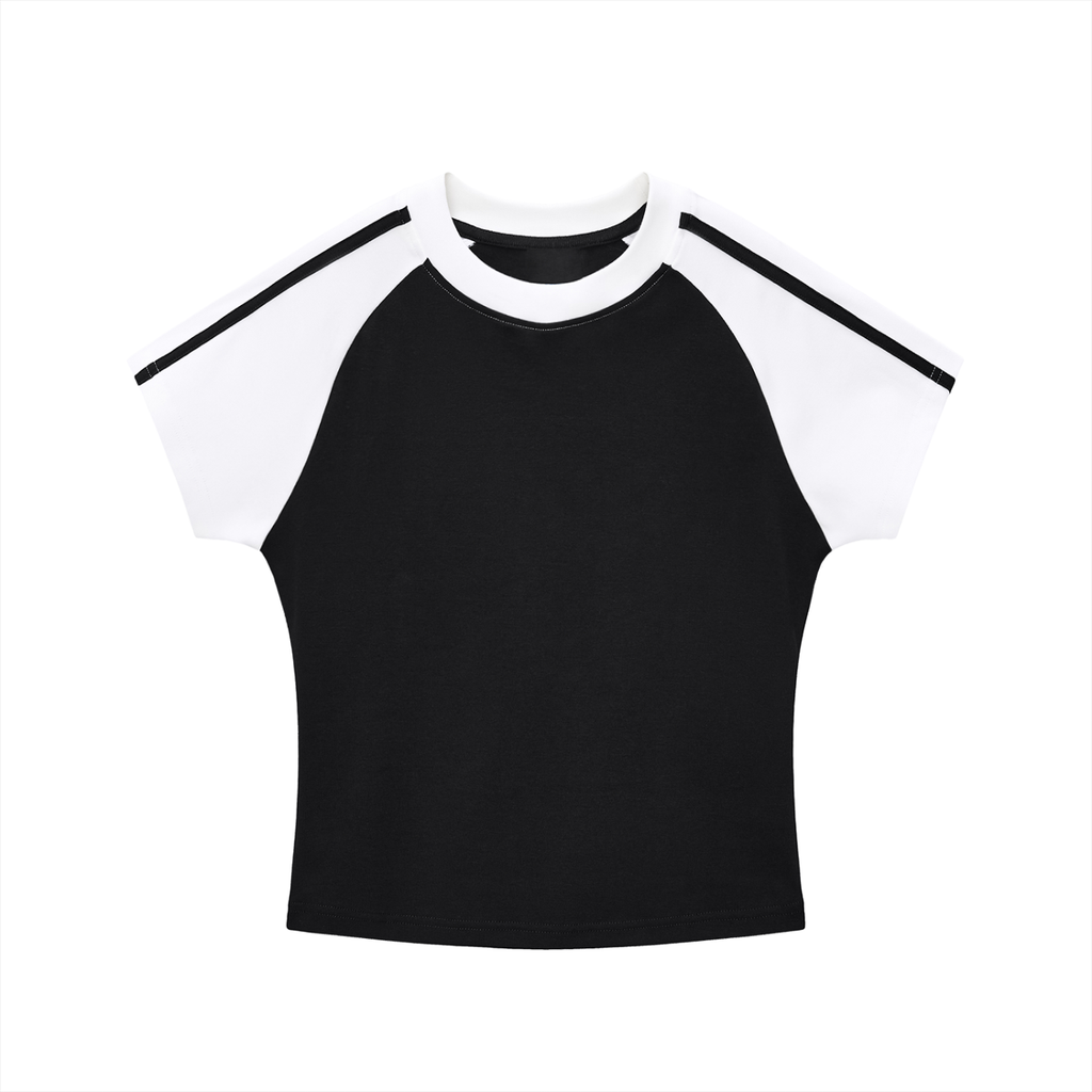 Contrast Stripes Bodycon Raglan  Sleeve T-Shirt