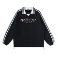 leopardPrint_noXstar_Contrast Striped Lapel Collar Sweatshirt