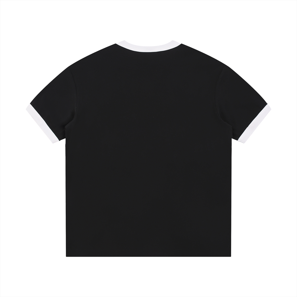Contrast Edge Ribbed Crewneck T-Shirt