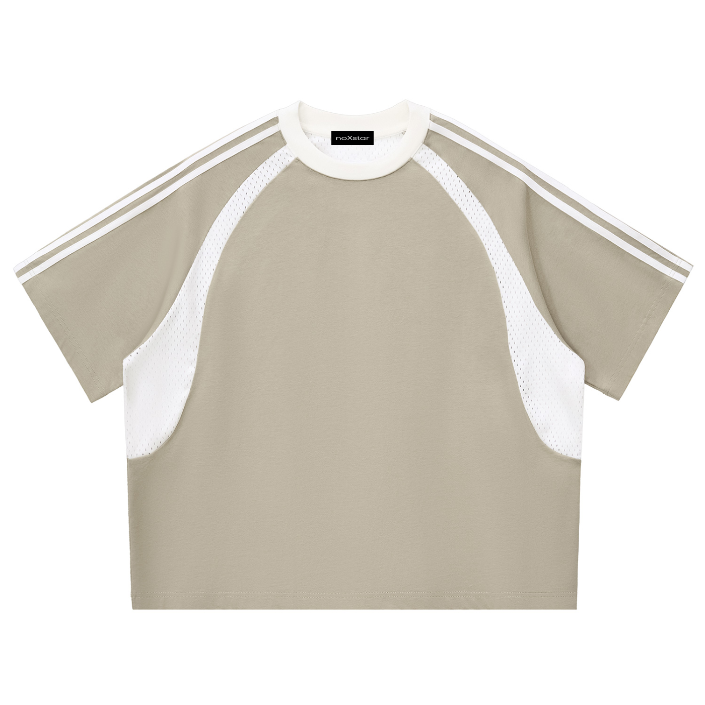 Contrast Stripes Panel Mesh T-shirt