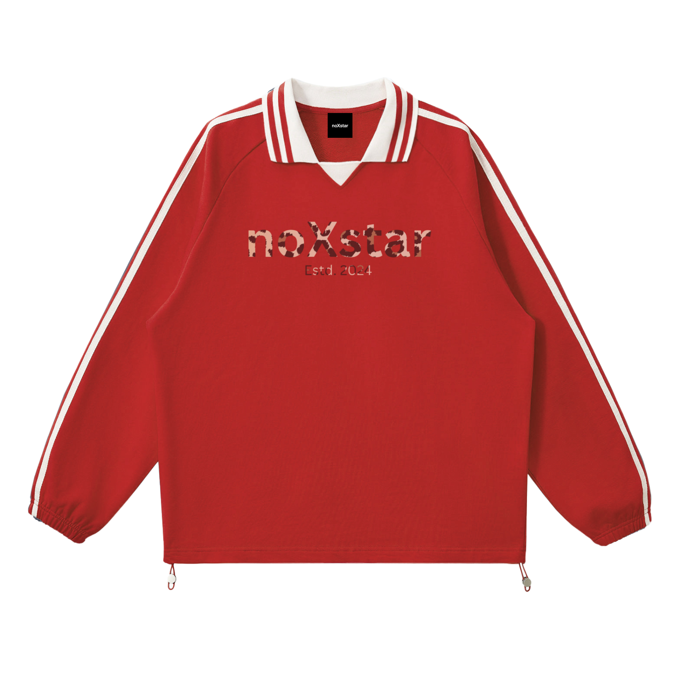 leopardPrint_noXstar_Contrast Striped Lapel Collar Sweatshirt