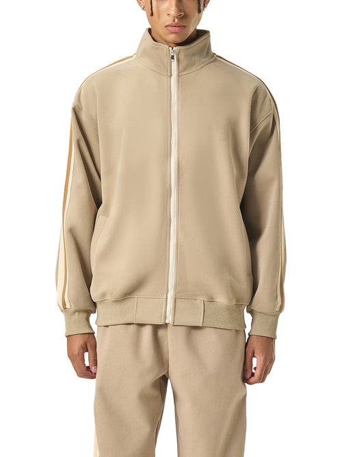 Contrast Side-Stripe Stand Collar  Jacket