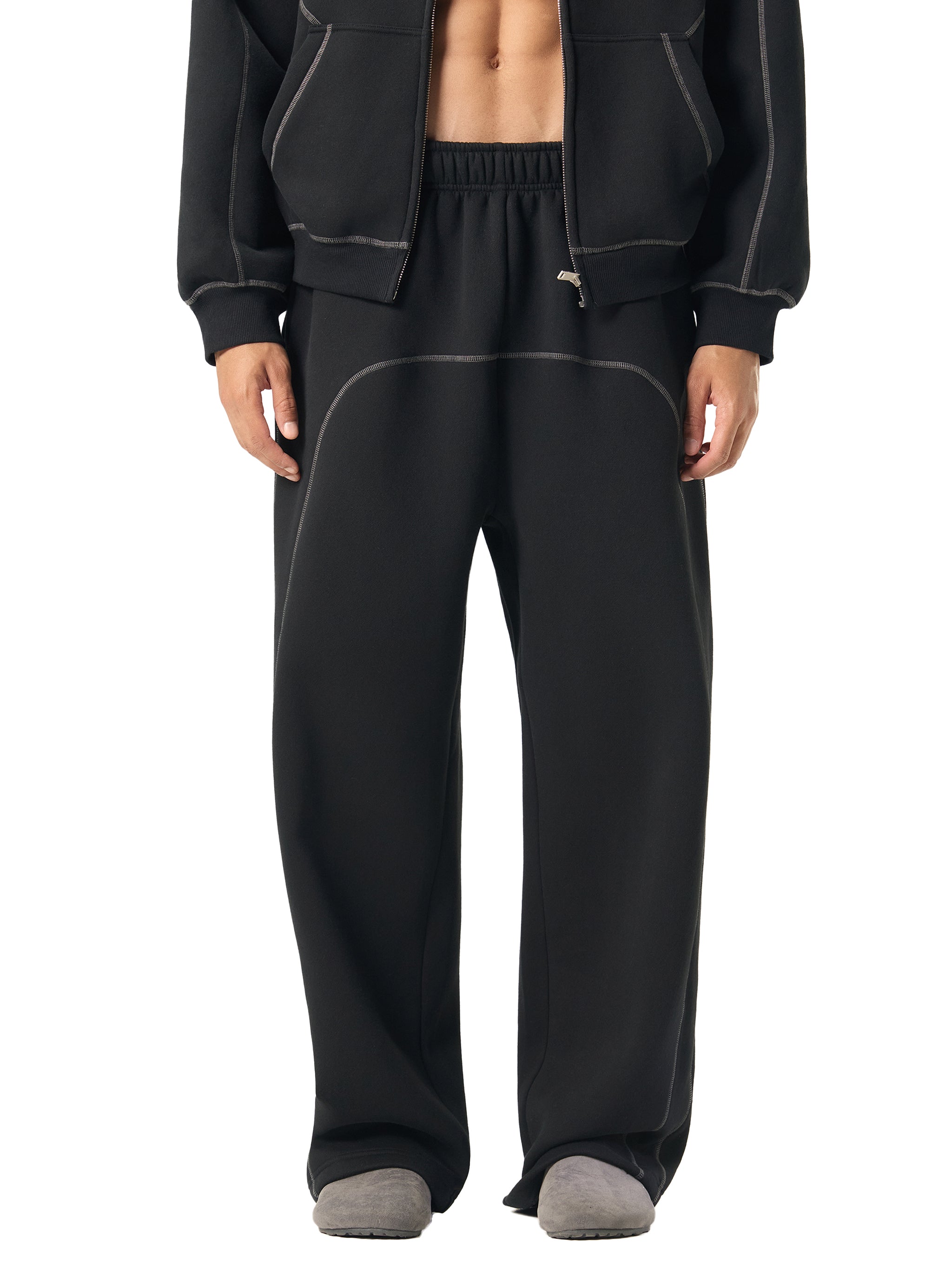 Contrast-Stitched Fleece Sweatpants